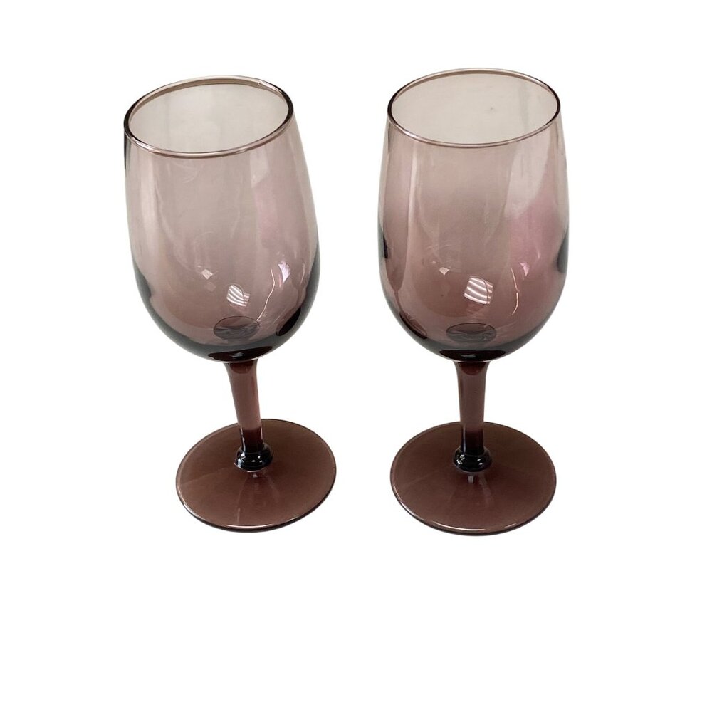 Vintage Plum-Colored Wine Glass Set Of 2